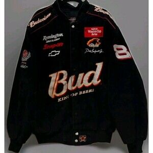 Dale Earnhardt Jr #8 Budweiser JH Design NASCAR Jacket XL Black VINTAGE Racing